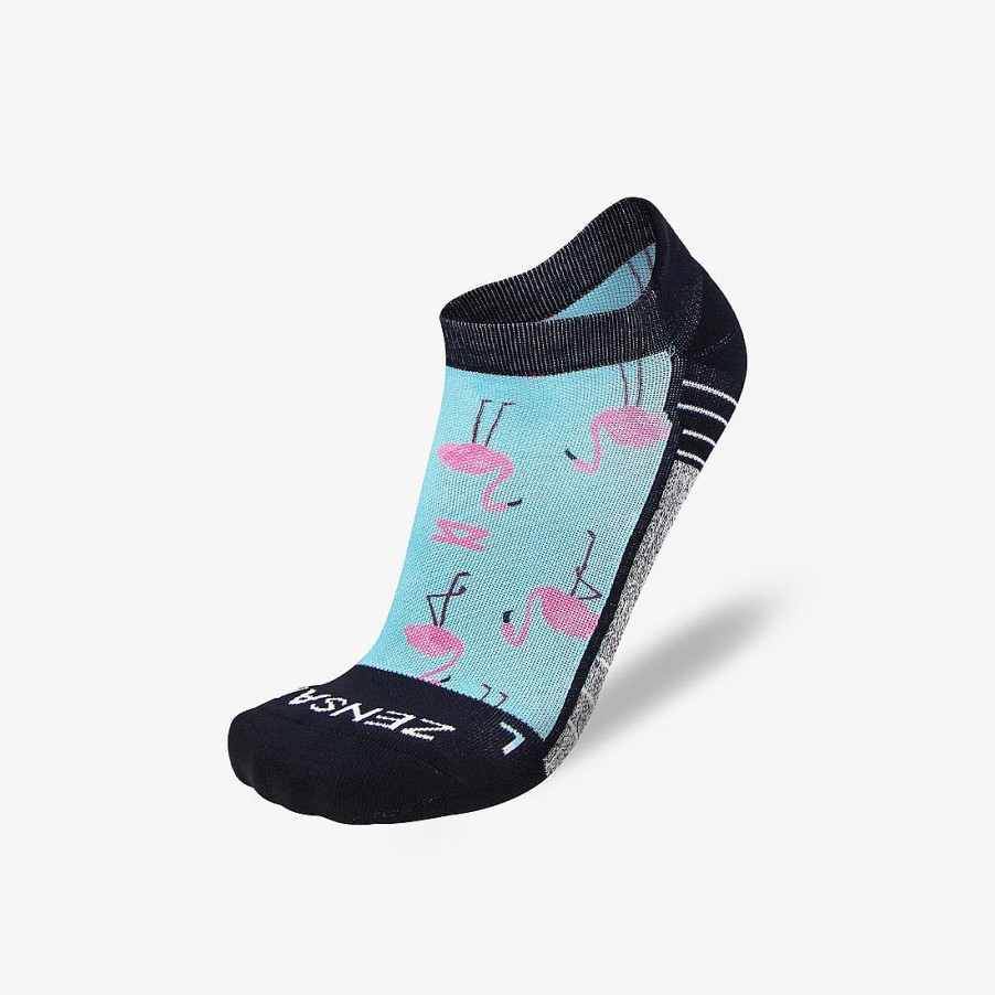 Limited Edition Zensah | Pink Flamingos Socks (No Show) Sky Blue