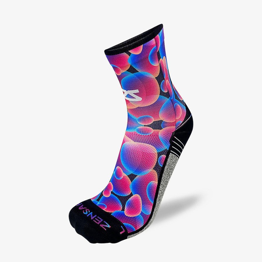 Men Zensah | Lava Lamp Running Socks (Mini-Crew) Black/Aqua/Neon Pink