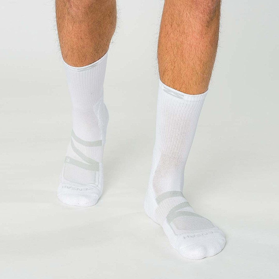 Men Zensah | Game Point Court Sports Socks (Crew) White