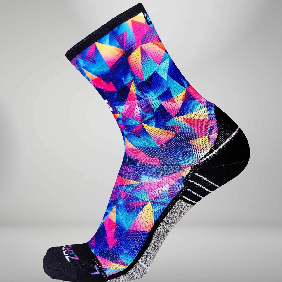 Men Zensah | Retro Triangles Socks (Mini Crew) Blue-Pink