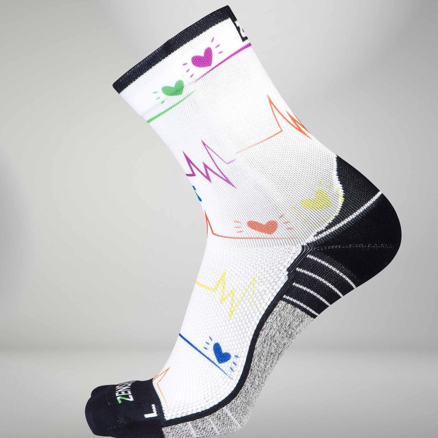 Men Zensah | Ekg Running Socks (Mini Crew) White