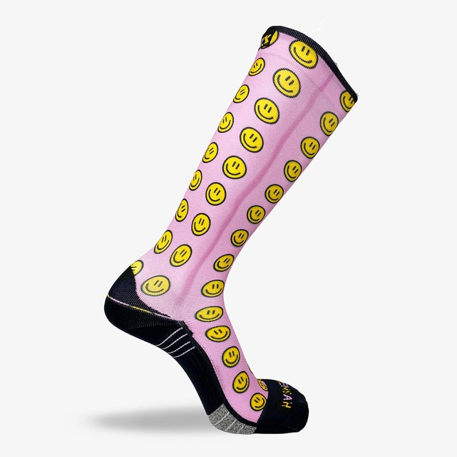 Limited Edition Zensah | Smiley Faces Compression Socks (Knee-High) Pink