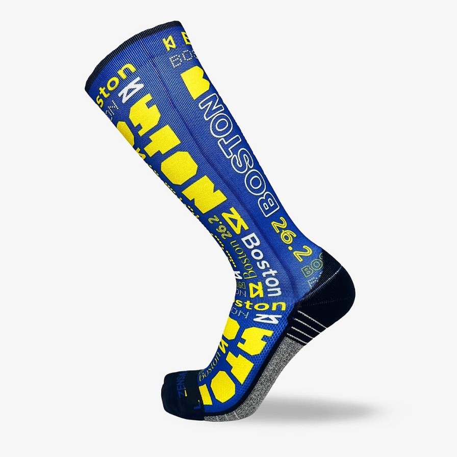 Limited Edition Zensah | Boston Blue And Yellow Compression Socks (Knee-High) White/Blue/Yellow