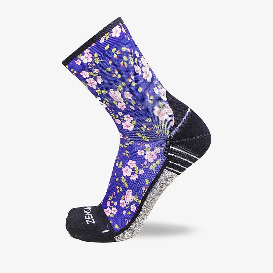 Men Zensah | Cherry Blossoms Socks (Mini-Crew) Navy