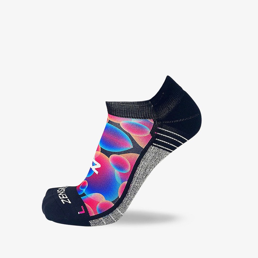 Men Zensah | Lava Lamp Running Socks (No Show) Black/Aqua/Neon Pink