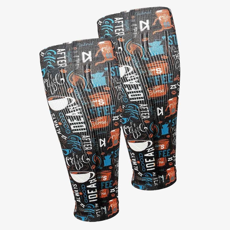 Limited Edition Zensah | Coffee Doodle Compression Leg Sleeves Charcoal