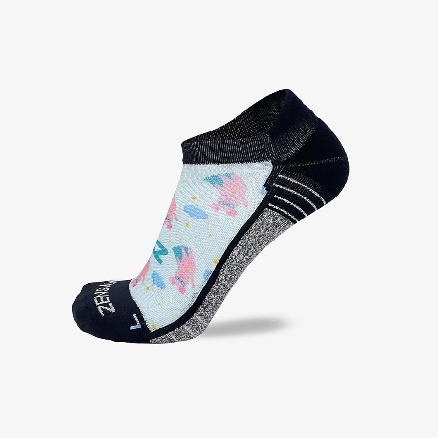 Limited Edition Zensah | Superhero Pigs Running Socks (No Show) Light Blue