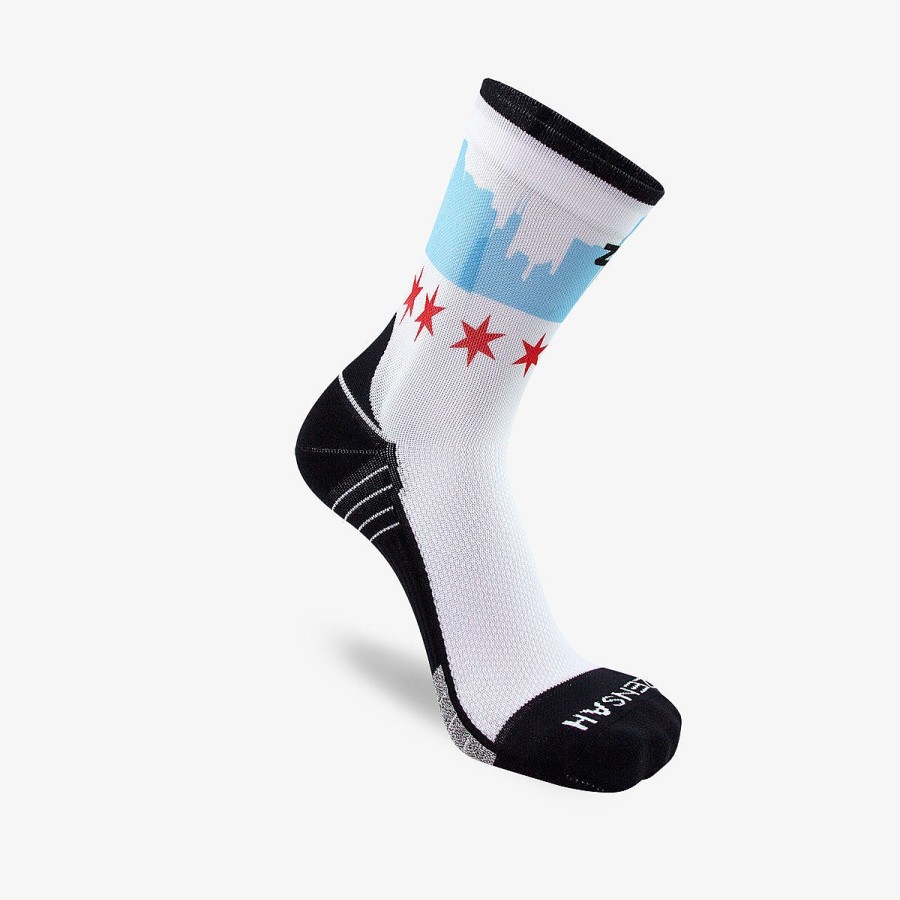 Men Zensah | Chicago Flag Skyline Socks (Mini-Crew) White