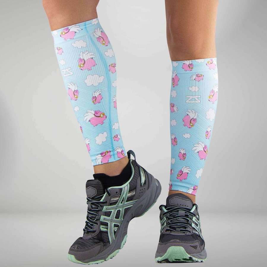 Limited Edition Zensah | Flying Pigs Compression Leg Sleeves Sky Blue