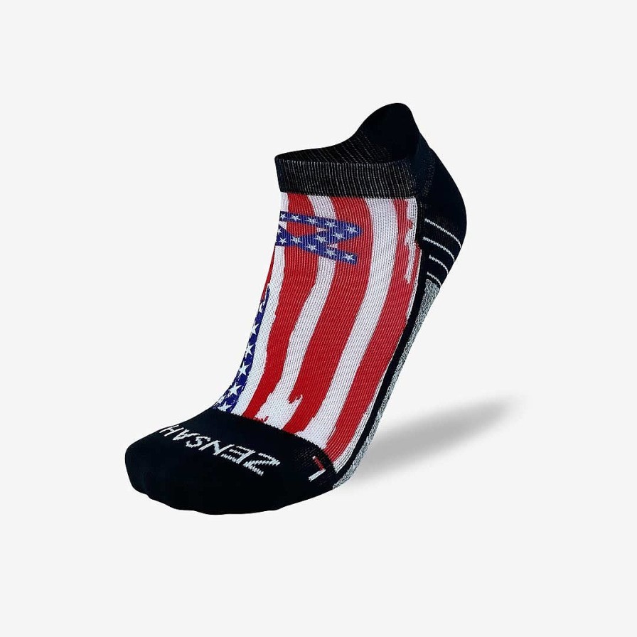 Limited Edition Zensah | Rugged Usa Flag Running Socks (No Show) White