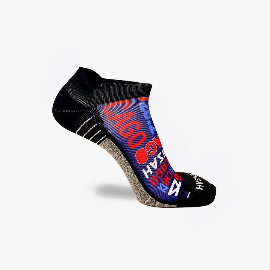 Men Zensah | Busy Chicago Running Socks (No Show) Navy