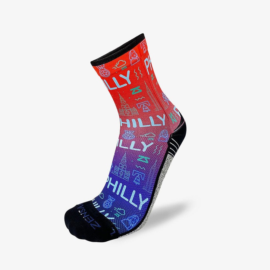 Limited Edition Zensah | Neon Philly Socks (Mini-Crew) Blue/Red