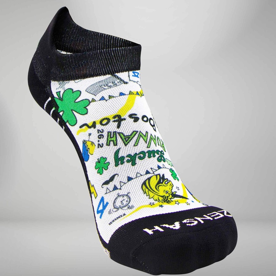 Limited Edition Zensah | Boston Doodle No-Show Socks Marathon Doodle