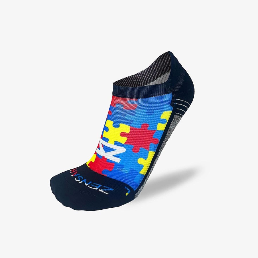 Limited Edition Zensah | Puzzle Pieces Running Socks (No Show) Blue/Yellow/Red