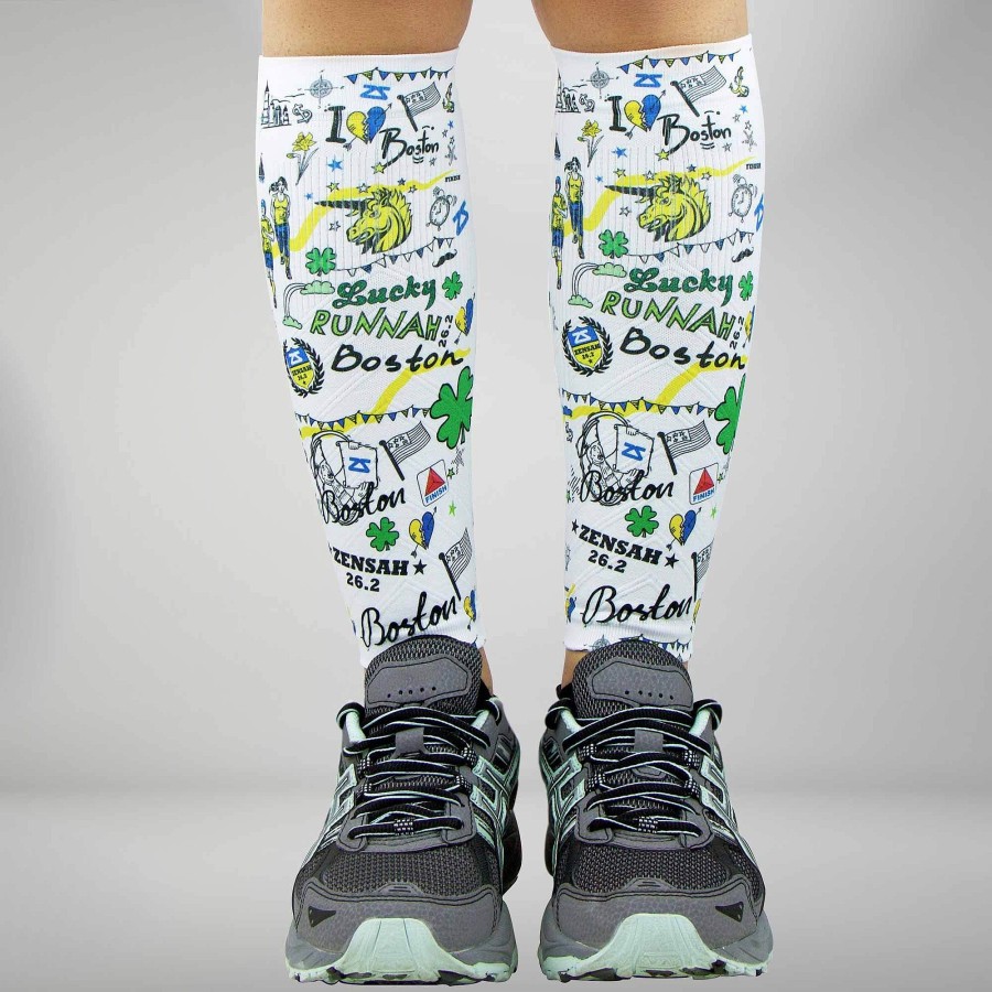 Men Zensah | Boston Compression Leg Sleeves Marathon Doodle