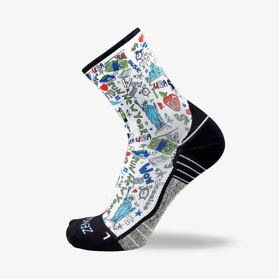 Men Zensah | New York Doodle Socks (Mini Crew) White