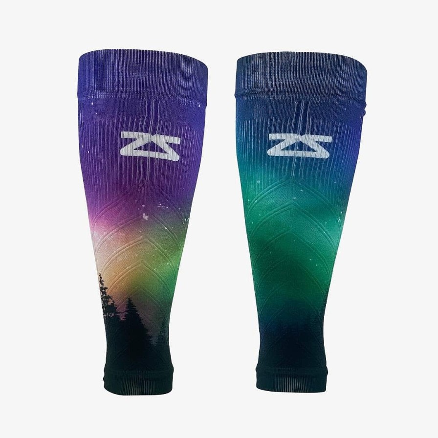 Limited Edition Zensah | Northern Lights Compression Leg Sleeves Purple/Green