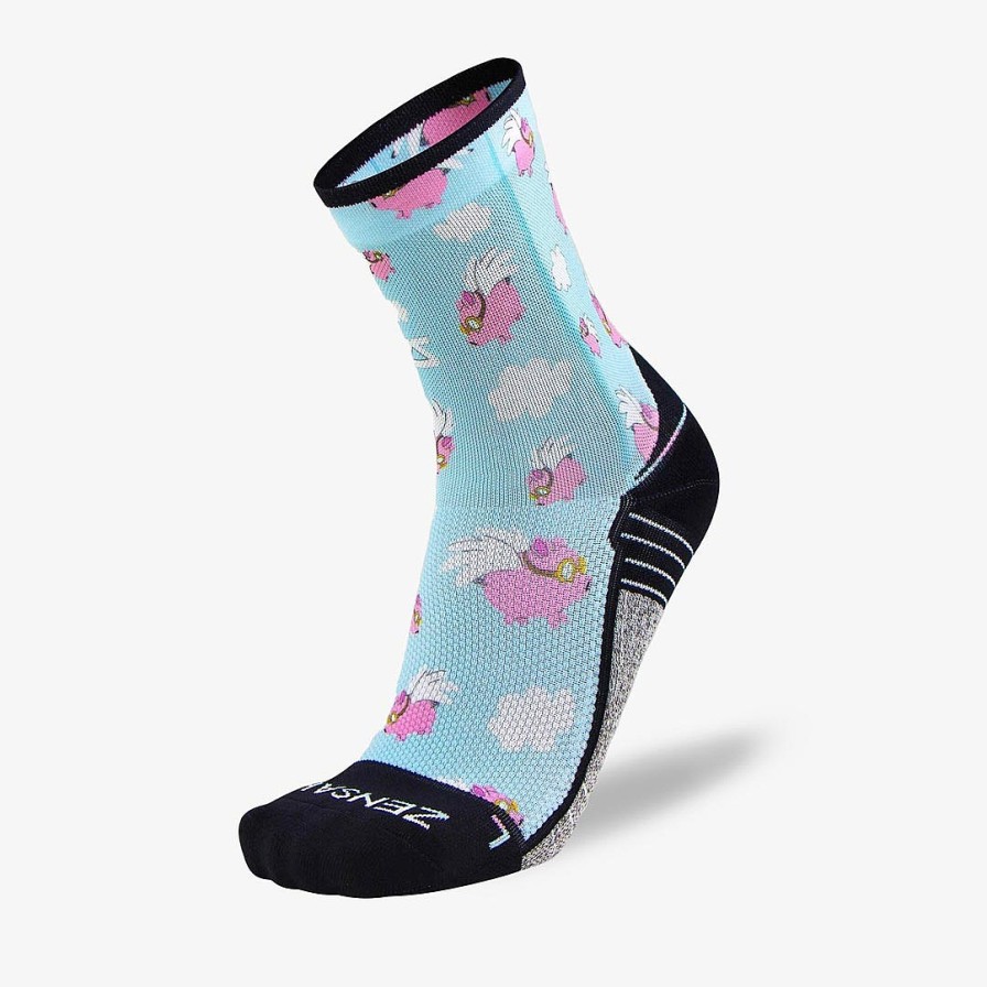 Men Zensah | Flying Pigs Socks (Mini Crew) Sky Blue