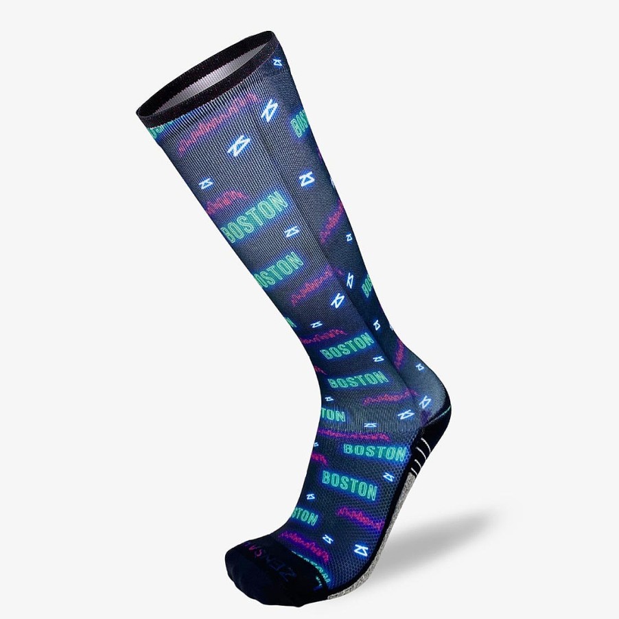 Men Zensah | Neon Boston Compression Socks (Knee-High) Navy