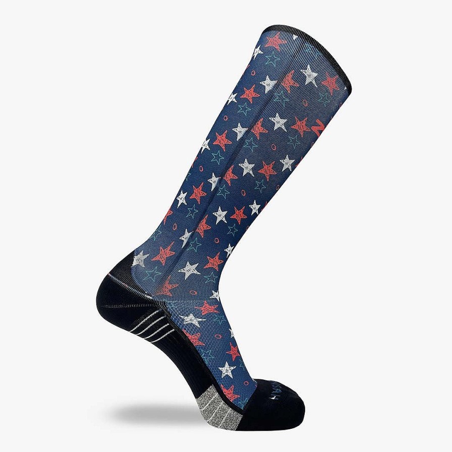 Limited Edition Zensah | Illustrated Stars Compression Socks (Knee-High) Navy