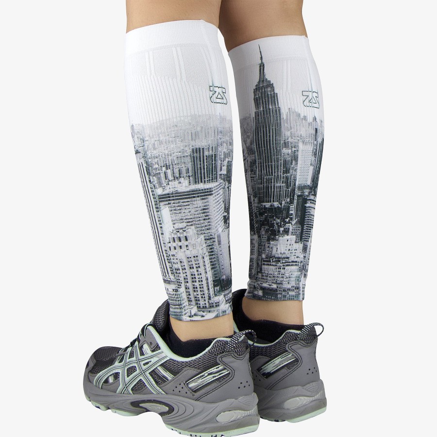 Men Zensah | Nyc Empire State Compression Leg Sleeves Greyscale