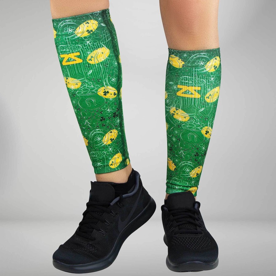 Men Zensah | St Patrick'S Doodle Compression Leg Sleeves Green