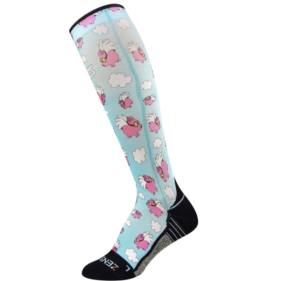 Limited Edition Zensah | Flying Pigs Compression Socks (Knee-High) Sky Blue