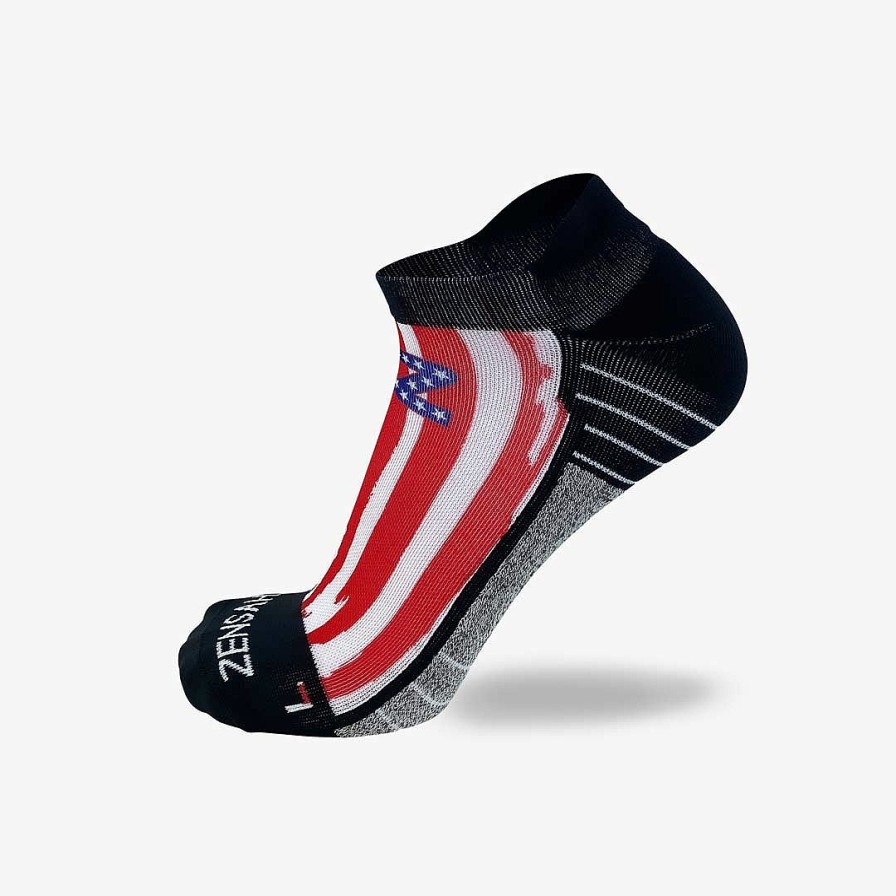 Men Zensah | Rugged Usa Flag Running Socks (No Show) White