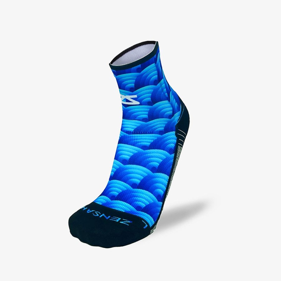 Men Zensah | Abstract Wavebows Socks (Mini-Crew) Blues