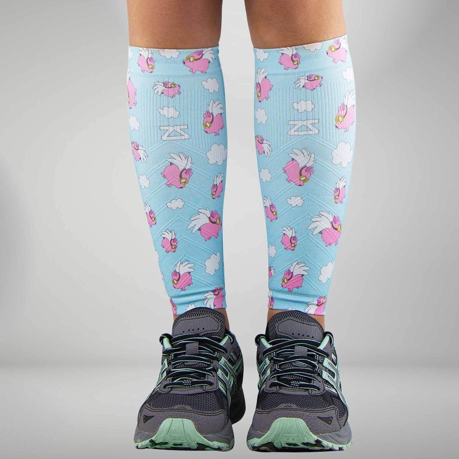 Limited Edition Zensah | Flying Pigs Compression Leg Sleeves Sky Blue