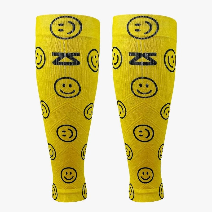 Men Zensah | Happy Faces Compression Leg Sleeves Yellow