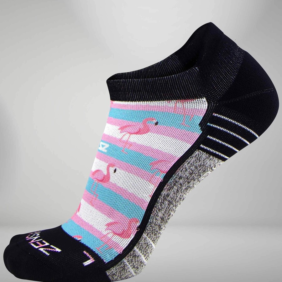 Men Zensah | Summer Flamingo Socks (No-Show) White