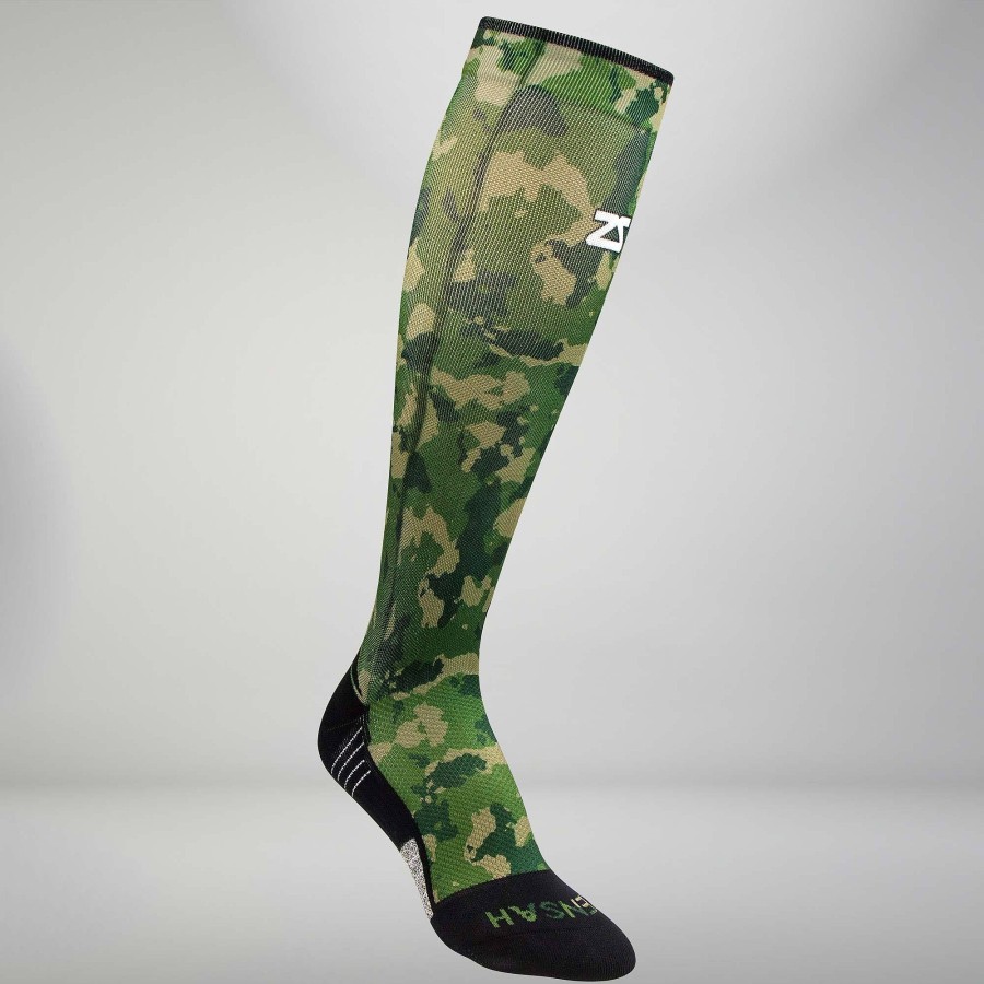 Men Zensah | Camo Compression Socks (Knee-High) Army Green