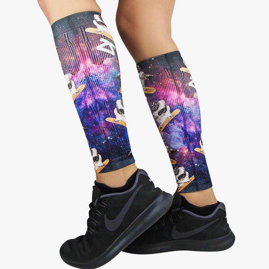 Men Zensah | Space Cats Compression Leg Sleeves Black-Purple