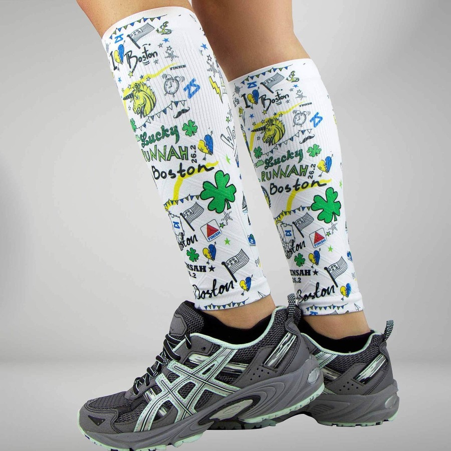 Men Zensah | Boston Compression Leg Sleeves Marathon Doodle