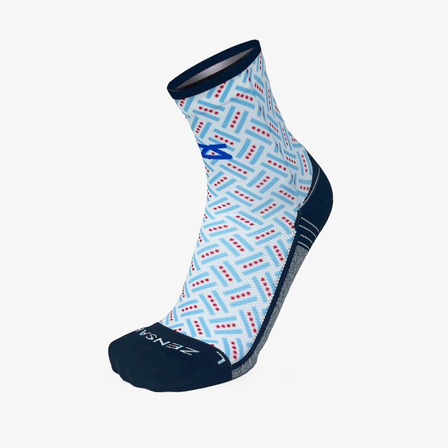 Men Zensah | Chicago Flags Socks (Mini-Crew) White