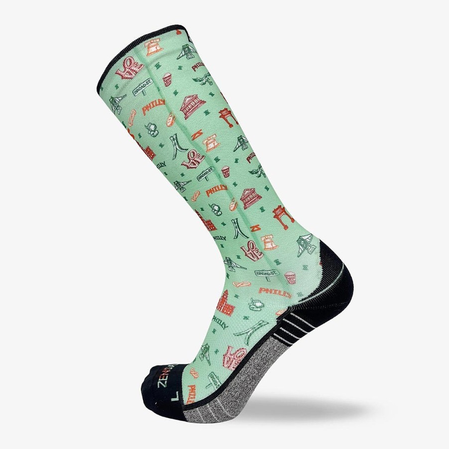 Limited Edition Zensah | Philly Doodle Compression Socks (Knee-High) Mint