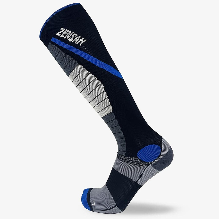 Women Zensah Compression Socks | Weightlifting Gripper Socks Black/Blue