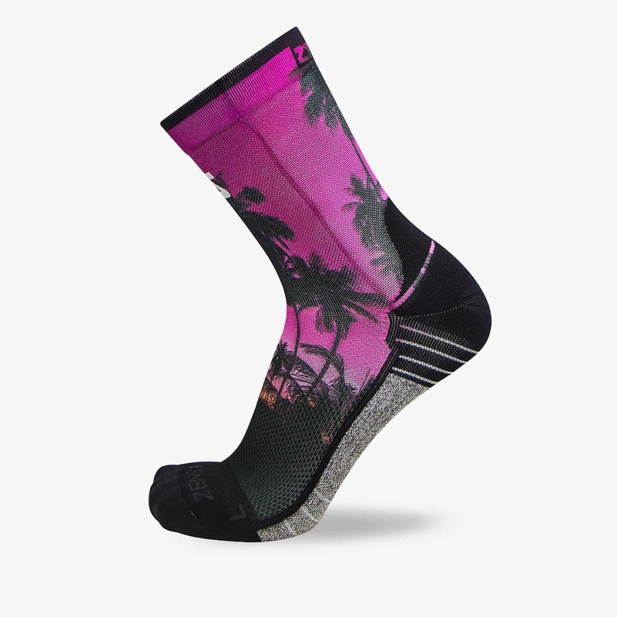 Men Zensah | Tropical Palm Trees Socks (Mini-Crew) Magenta