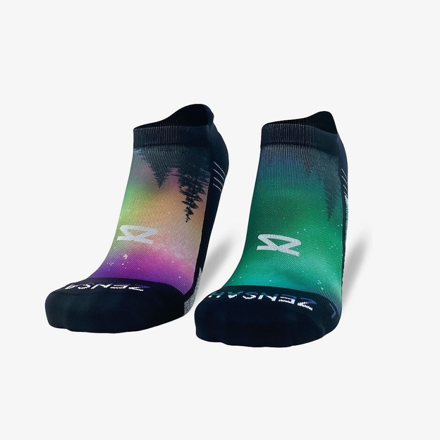 Limited Edition Zensah | Northern Lights Running Socks (No Show) Purple/Green