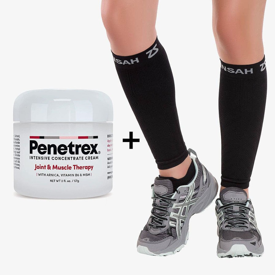 Women Zensah Accessories | Bundle: Penetrex 2 Oz (1) & Compression Leg Sleeves Black