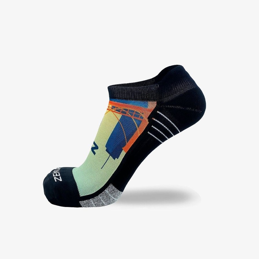 Men Zensah | Brooklyn Postcard Running Socks (No Show) Orange/Blue