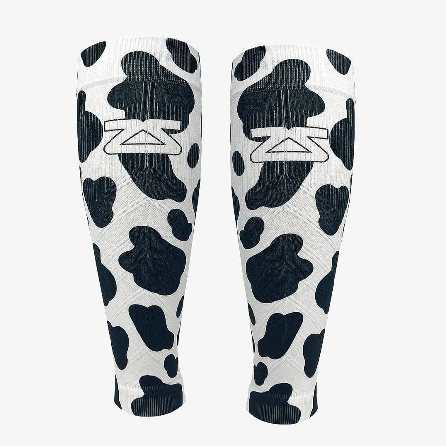 Men Zensah | Cow Print Compression Leg Sleeves White