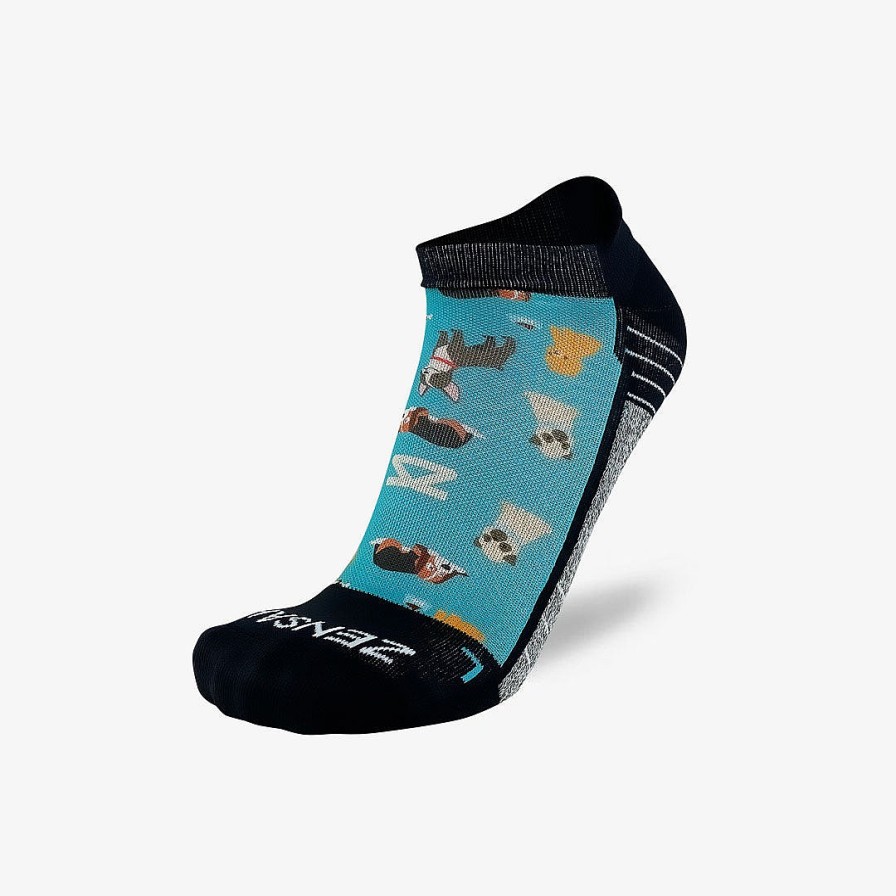 Men Zensah | Dogs Running Socks (No Show) Teal