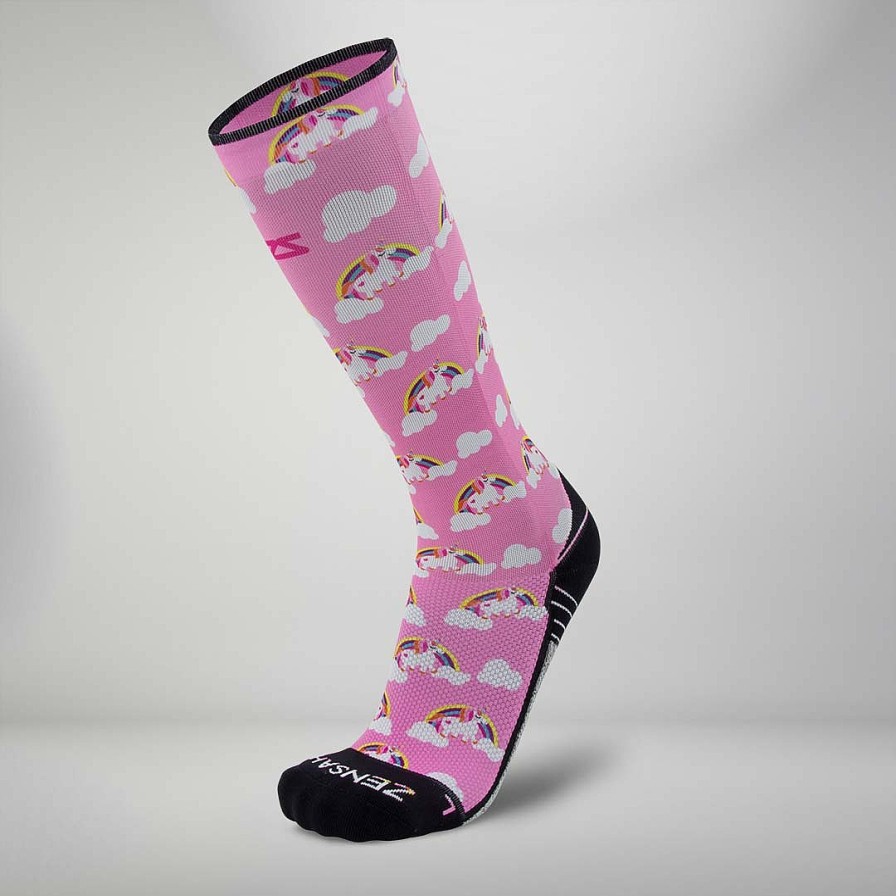 Men Zensah | Rainbow Unicorns Socks (Knee-High) Pink