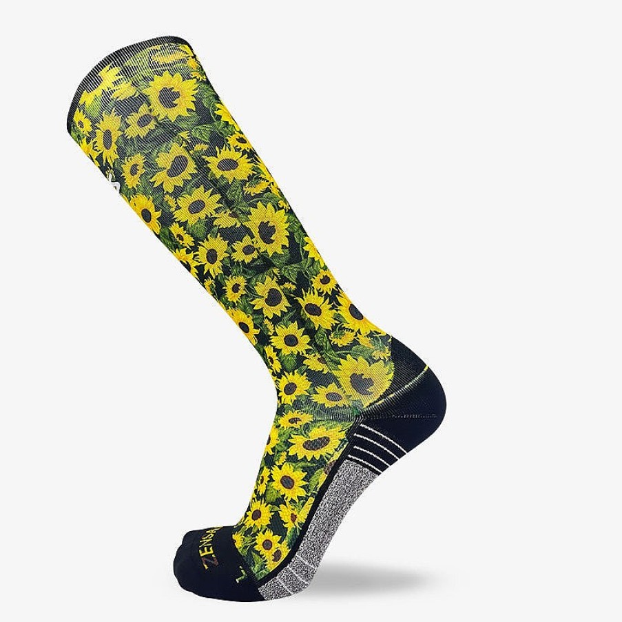 Men Zensah | Sunflowers Compression Socks (Knee-High) Black