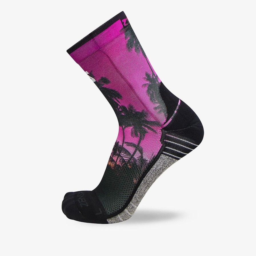 Limited Edition Zensah | Tropical Palm Trees Socks (Mini-Crew) Magenta