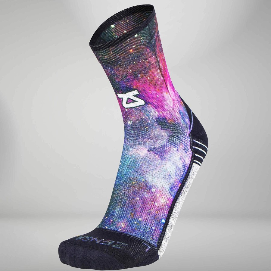 Men Zensah | Space Nebula Socks (Mini Crew) Black-Purple