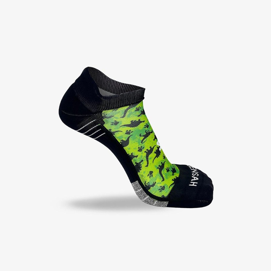 Men Zensah | Dino Silhouettes Running Socks (No Show) Neon Green