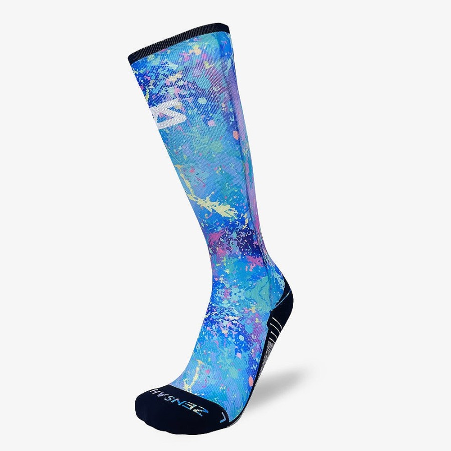 Limited Edition Zensah | Color Splatter Compression Socks (Knee-High) Blue/Purple